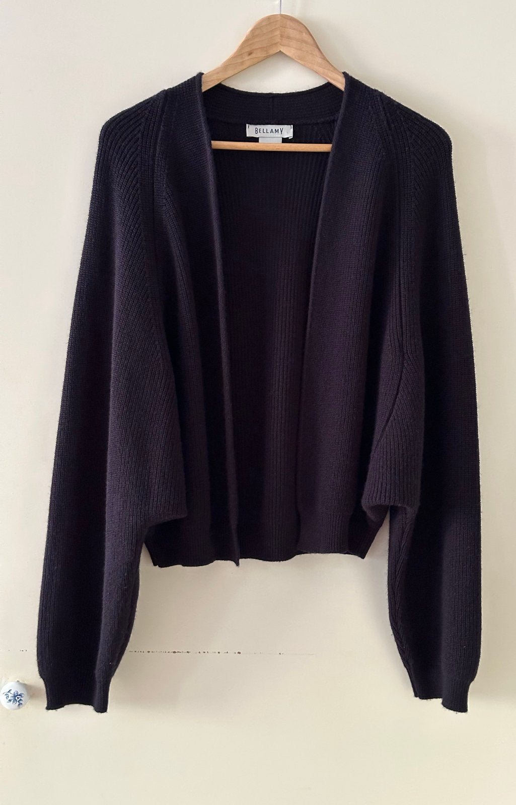 Bellamy Donkerblauwe  open vest van merino wol maat m, Ophalen of Verzenden, Zo goed als nieuw, Maat 38/40 (M), Zwart
