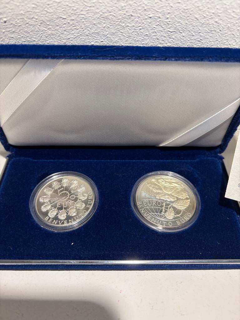 San Marino 2002 Welkom Euro Zilveren Muntenset, Overige waardes, Verzenden, Setje, Zilver