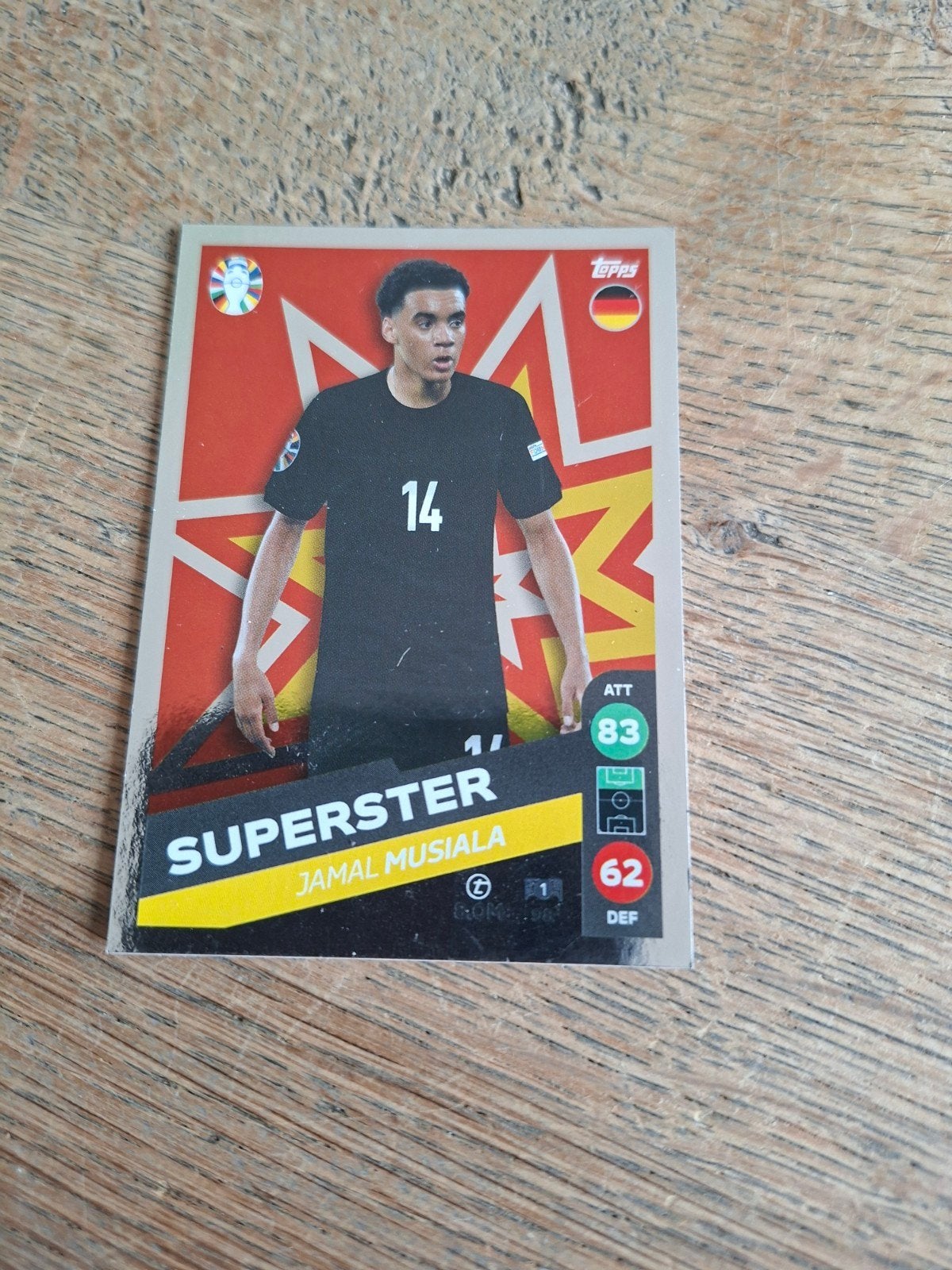 Topps Superster Jamal Musiala Voetbal Spelerskaart, Ophalen of Verzenden, Zo goed als nieuw, Buitenlandse clubs, Spelerskaart