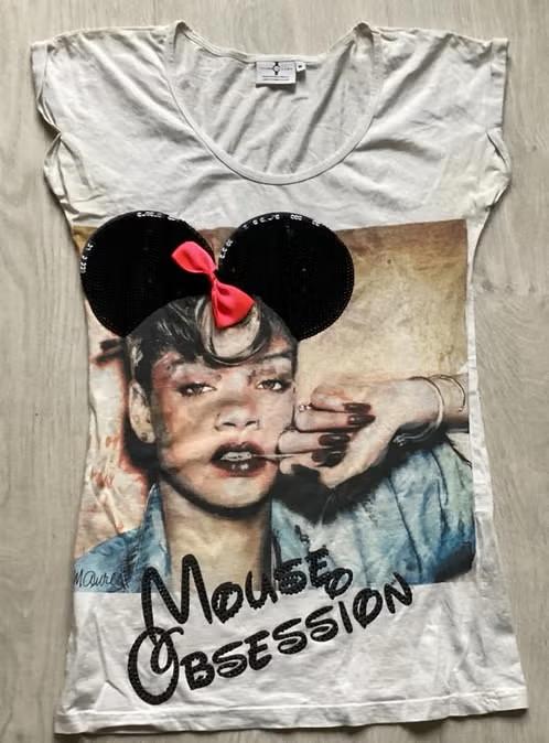 Wit T-shirt Rihanna maat M Mickey Mouse oren, Maat 38/40 (M), Wit, Ophalen of Verzenden, Korte mouw