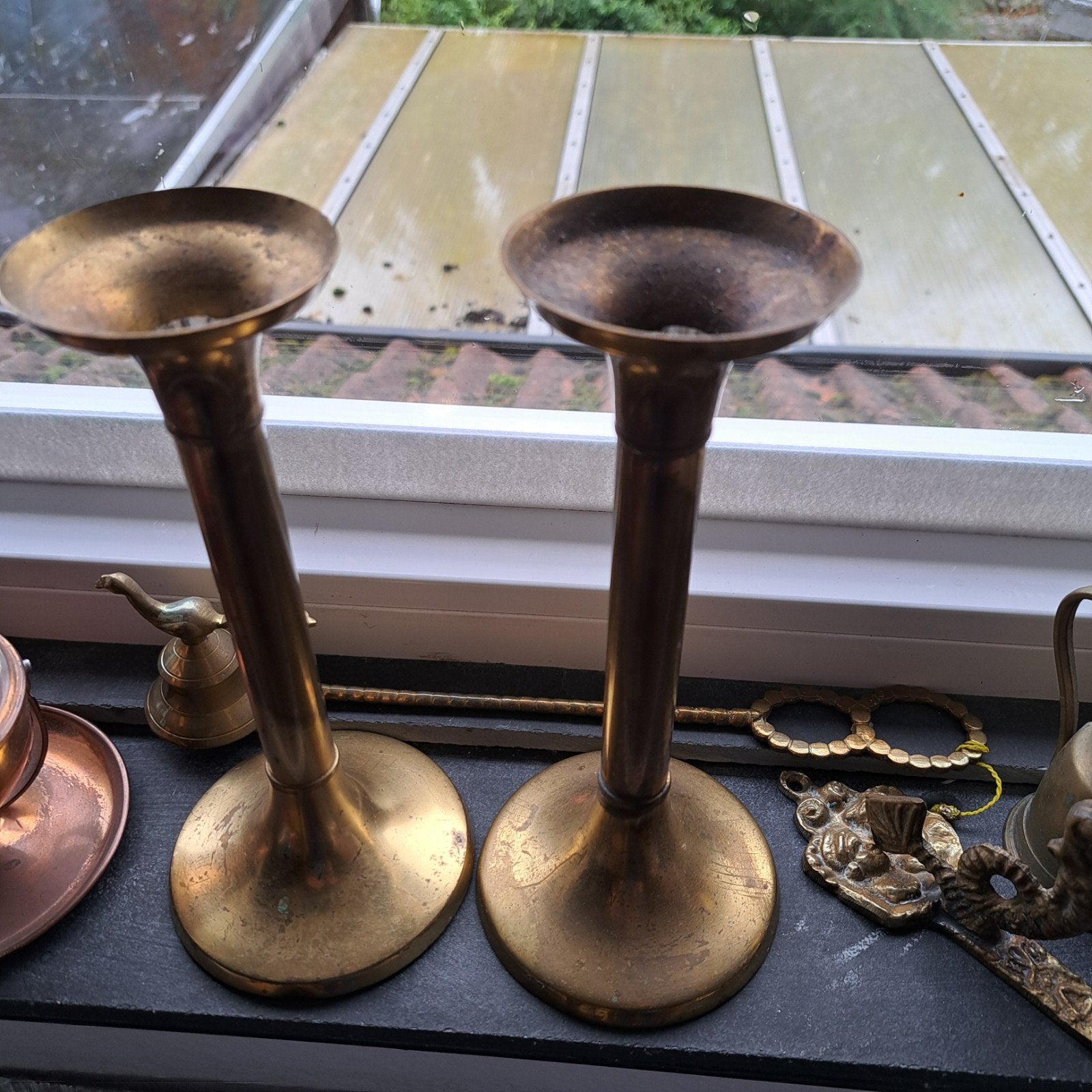 Diverse koperen en bronzen decoratie en kandelaars, Ophalen of Verzenden, Koper