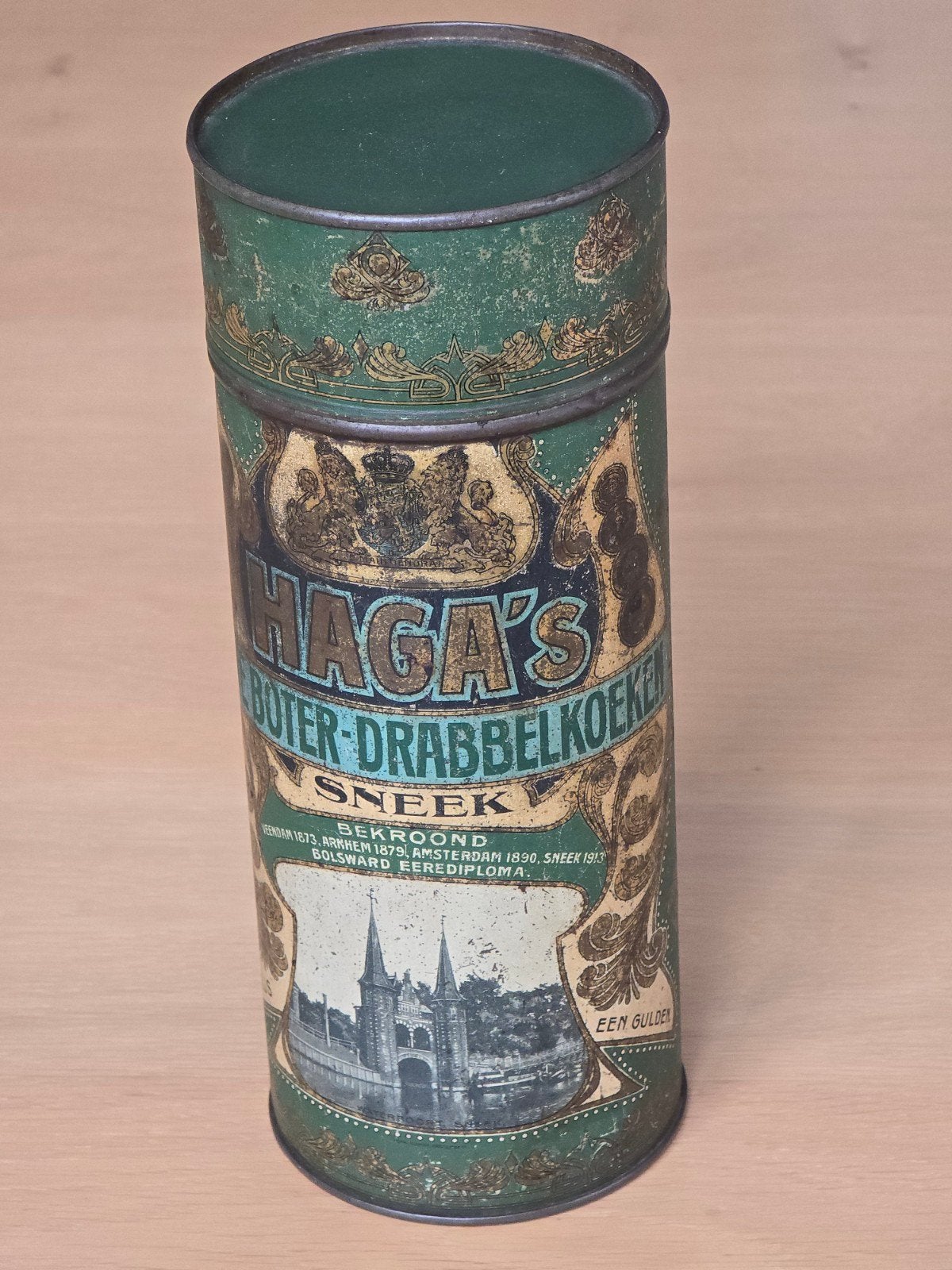 antiek koekblik van Haga's Fijne Boter-Drabbelkoeken 1913 !!, Ophalen of Verzenden, Zo goed als nieuw, Overige, Overige merken