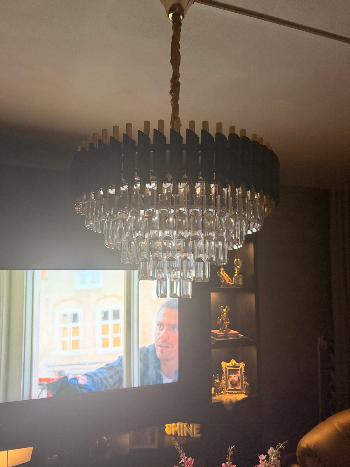Luxe Kroonluchter met Kristallen en Gouden Details, Ophalen, Nieuw, Metaal, E27 (groot)