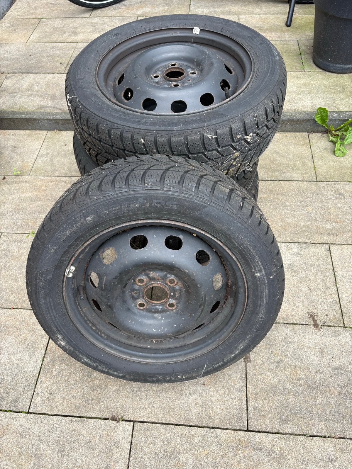 Set van 4 stalen velgen met winterbanden, Ophalen, Gebruikt, 15 inch, Banden en Velgen