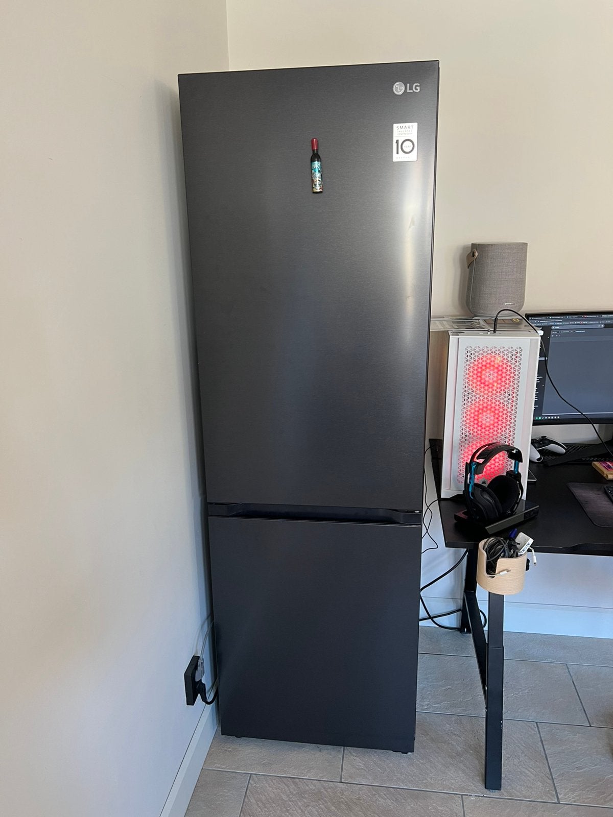 LG koel-vriescombinatie zwart – No Frost – 344 liter, Ophalen, 200 liter of meer, 60 cm of meer, Met aparte vriezer