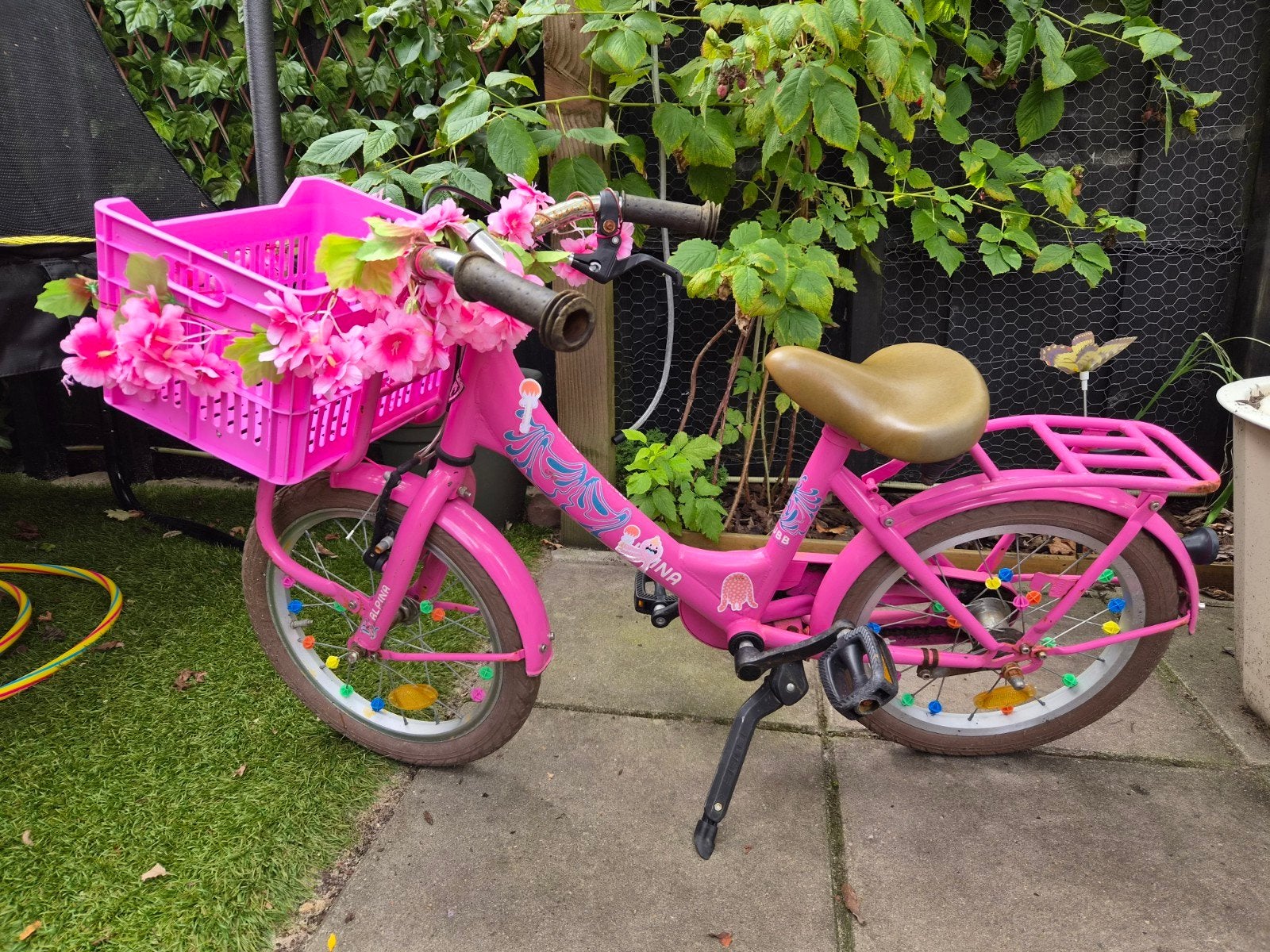 Alpina kinderfiets 16 inch met krat en hand-/terugtraprem, Ophalen, Terugtraprem, Alpina, 16 tot 20 inch