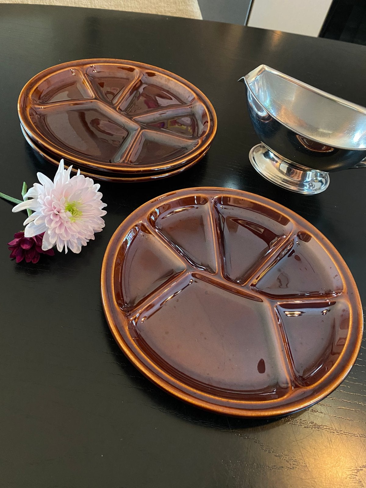 Vintage jaren 70 stijl fondue bordjes, Huis en Inrichting, Keuken | Servies, Ophalen of Verzenden, Zo goed als nieuw, Overige stijlen