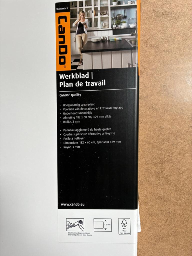 Werblad wit cando 182x60, Huis en Inrichting, Keuken | Keukenelementen, Ophalen, Wit, 150 tot 200 cm, Nieuw