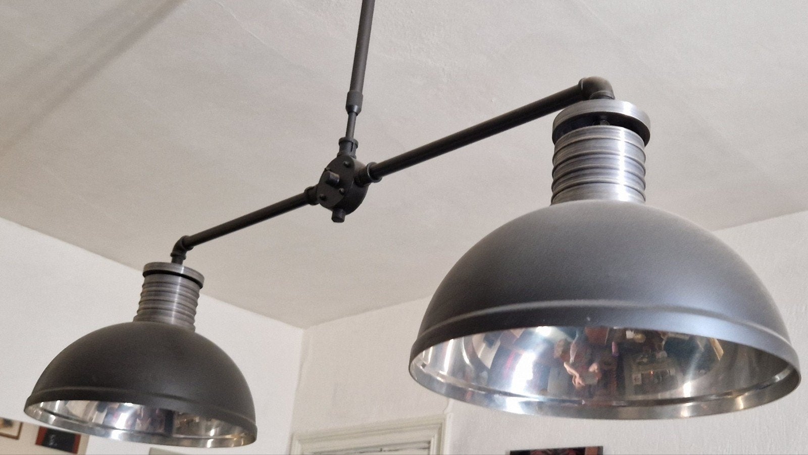 Industrielamp met 3 kappen, Huis en Inrichting, Lampen | Hanglampen, Ophalen