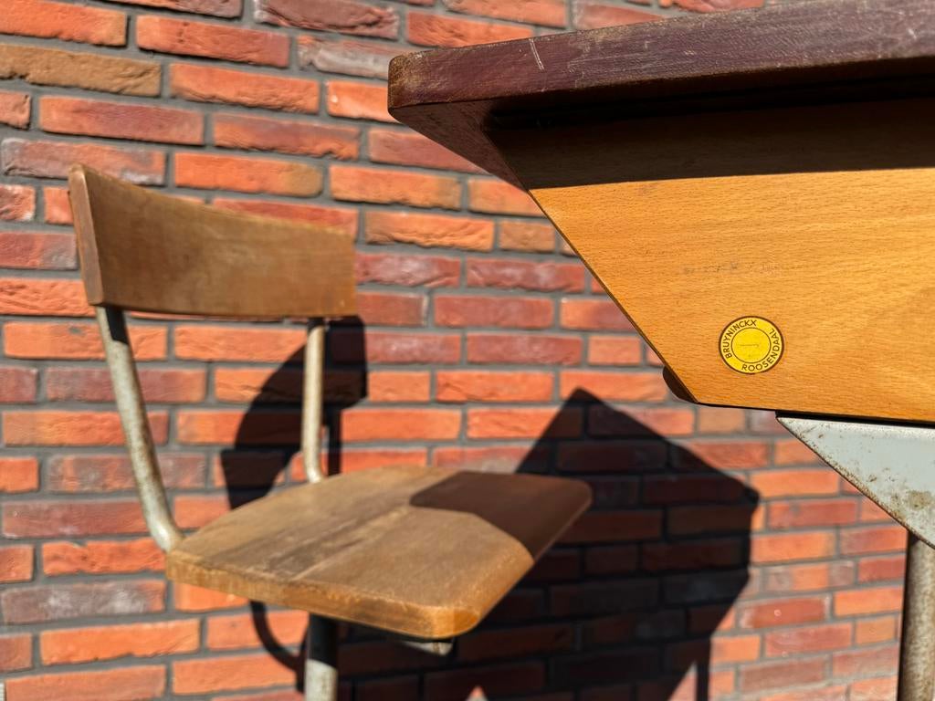 Vintage Schoolbankje met Stoel, Ophalen