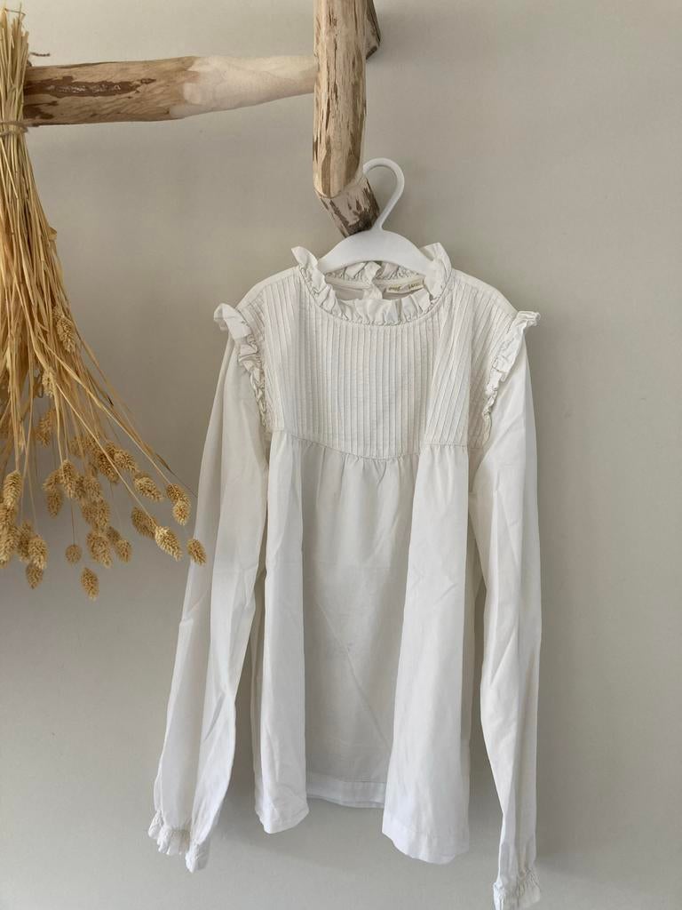 Helder wit bloesje van POMPdeLUX - Maat 158, Ophalen of Verzenden, Zo goed als nieuw, Meisje, Overhemd of Blouse