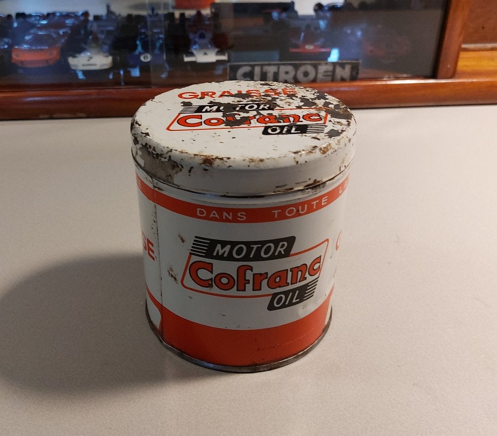 COFRANC Motoroil blik - Graisse Vetblik - Multigrease, Verzamelen, Ophalen, Gebruikt, Gebruiksvoorwerp
