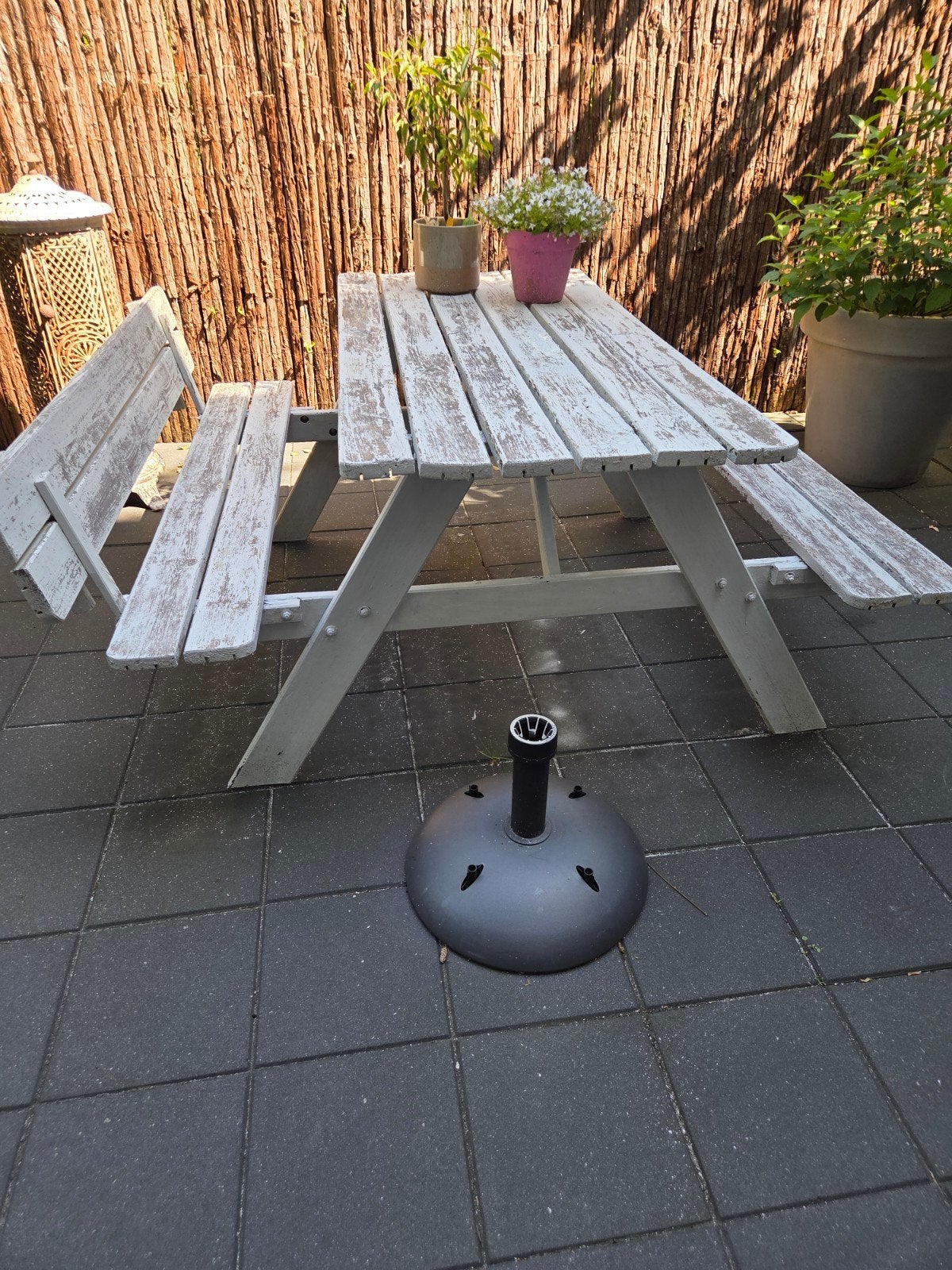 Houten picknicktafel met bankjes, Ophalen, Gebruikt, Rechthoekig, Hout