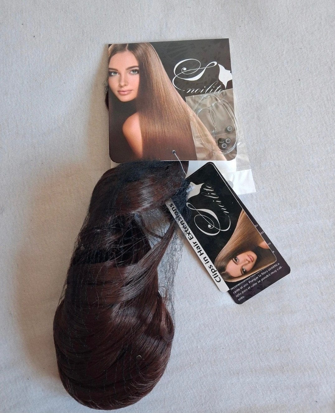 Clip-in hairextension curly L:24 W:11 120g T1005 Bruin, Ophalen of Verzenden, Nieuw, Pruik of Haarverlenging