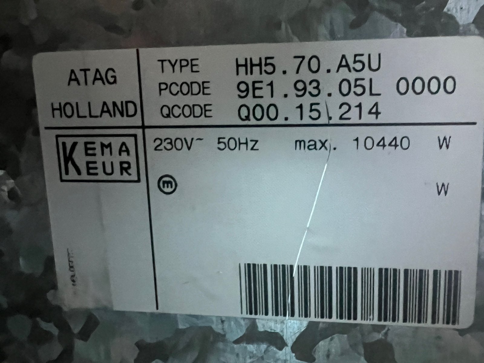 ATAG HH5.70.A5U Keramische Kookplaat - 6 Kookzones, Ophalen, Gebruikt, Keramisch, Inbouw