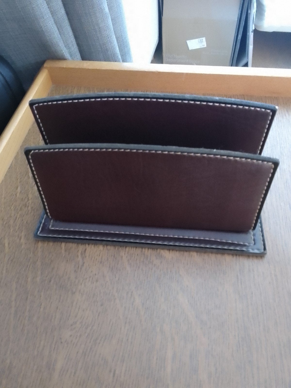 Retro brieven houder bruin leer merk rona 15-8 cm hoog, Ophalen of Verzenden, Huis en Inrichting