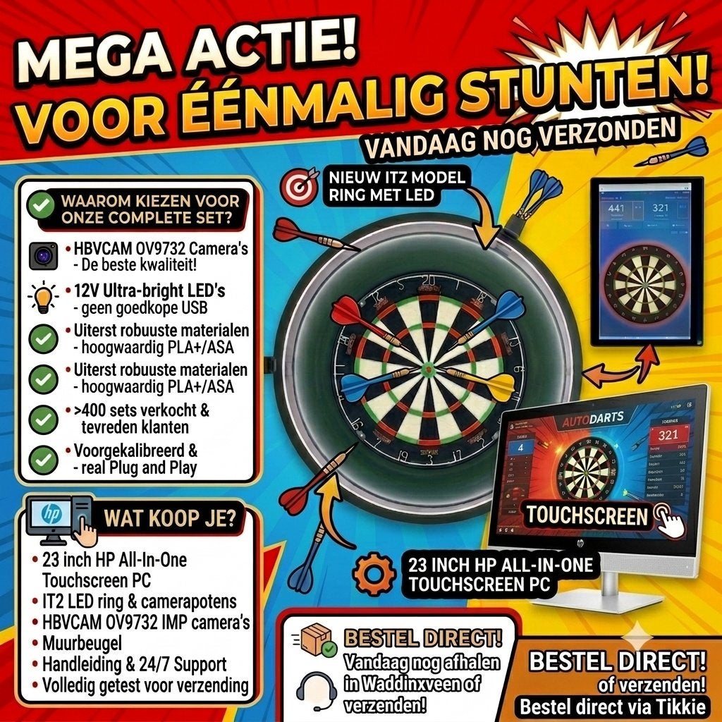 Actie Autodarts set met 23" touchscreen computer. Speelklaar, Ophalen of Verzenden, Nieuw, Overige typen