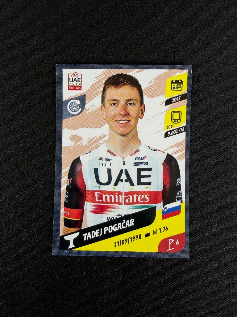 Tadej Pogacar Panini Tour de France 2022 Sticker UAE Team, Verzenden, Zo goed als nieuw, Overige sporten, Poster, Plaatje of Sticker
