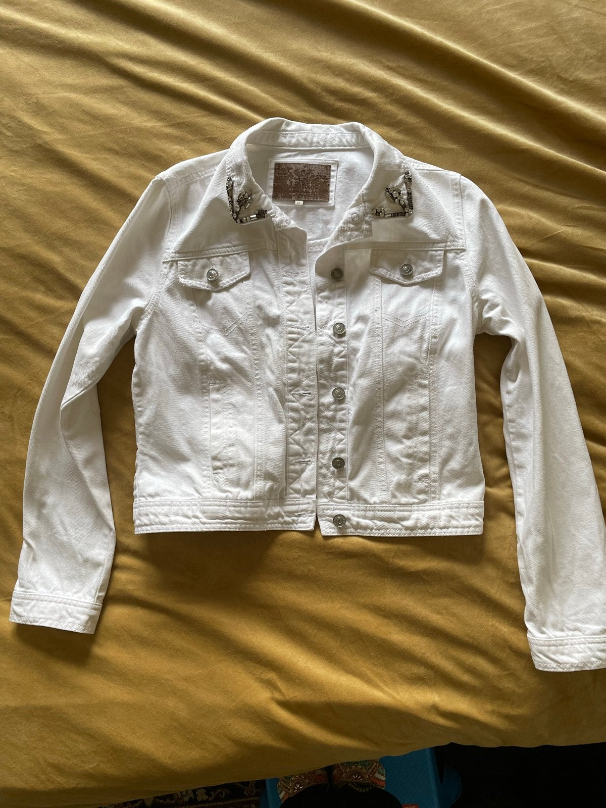 River Island spijkerjack maat 38 met steentjes, Ophalen of Verzenden, Gedragen, Maat 38/40 (M), Wit