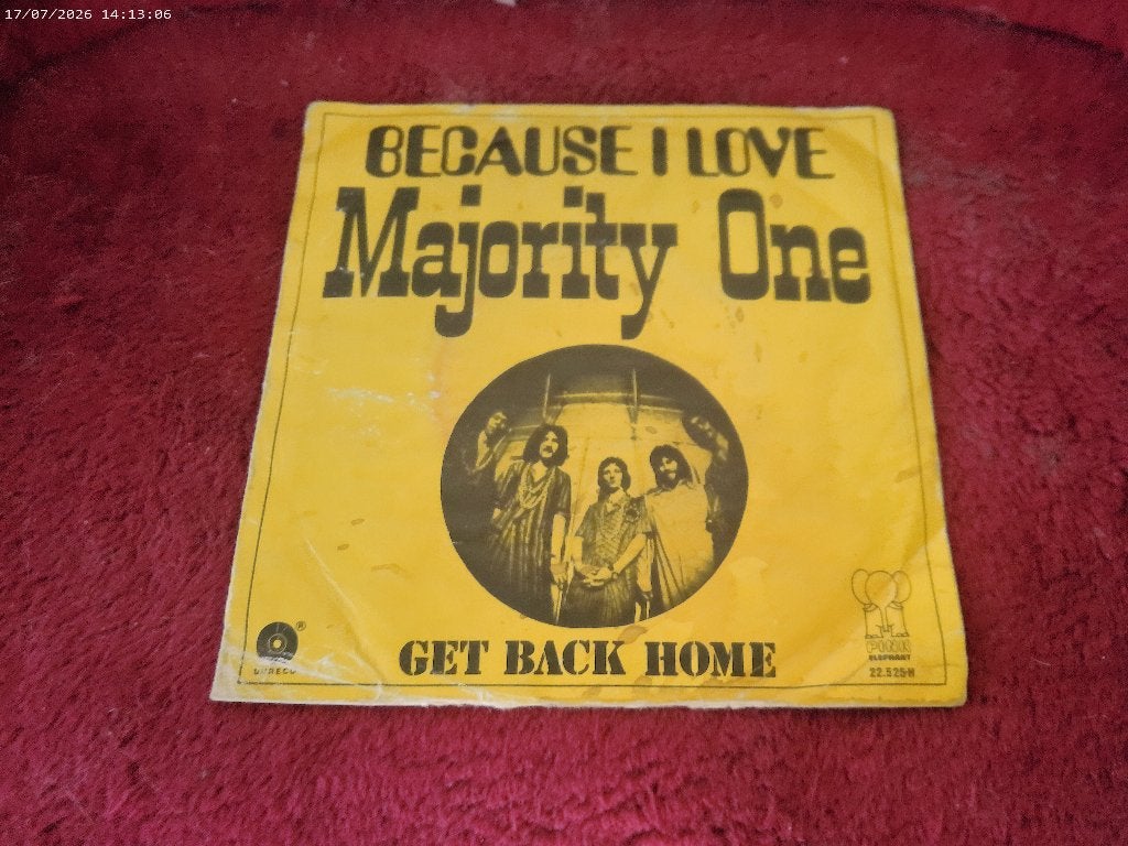 single Majority One - Bedause I love / Get Back home, Gebruikt, Fotohoes, 7 inch, Ophalen of Verzenden