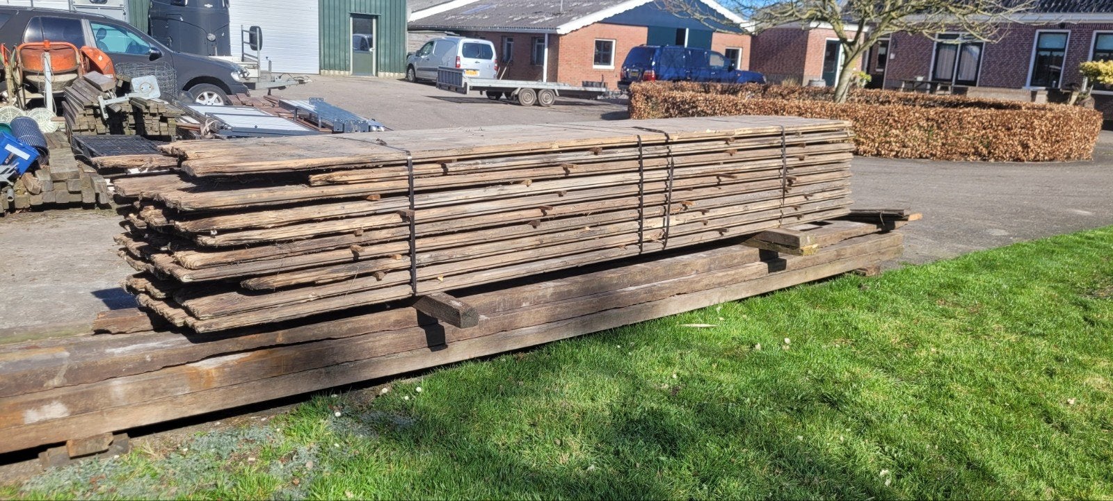Gebruikte grenen (Walbeschoeiing) damwand planken, Gebruikt, Minder dan 25 mm, Ophalen of Verzenden, Plank