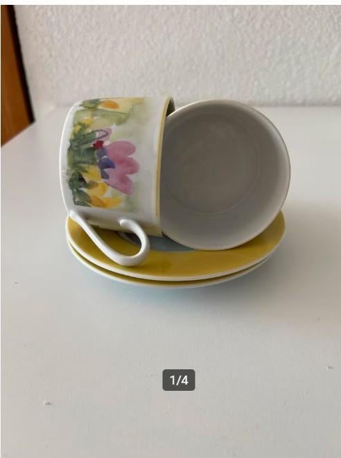 Triptis Kop en Schotel Set - Bloemen Design, Ophalen of Verzenden, Zo goed als nieuw, Overige stijlen, Kop(pen) en/of Schotel(s)