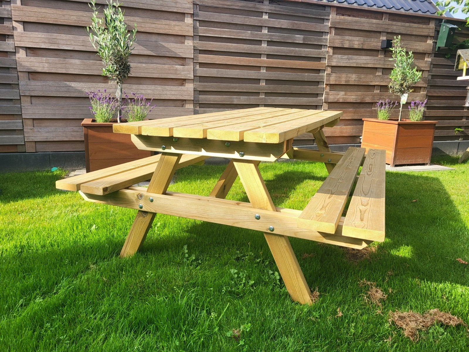 Robuuste houten picknicktafel voor in de tuin, Ophalen, Nieuw, Rechthoekig, Hout