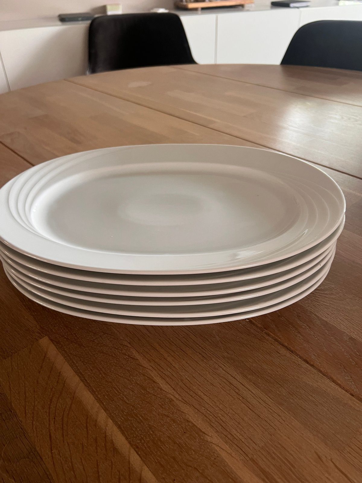 6 Witte Ovale serveerschalen  - 38x27 cm Schönwald, Germany, Huis en Inrichting, Keuken | Servies, Zo goed als nieuw, Bord(en)