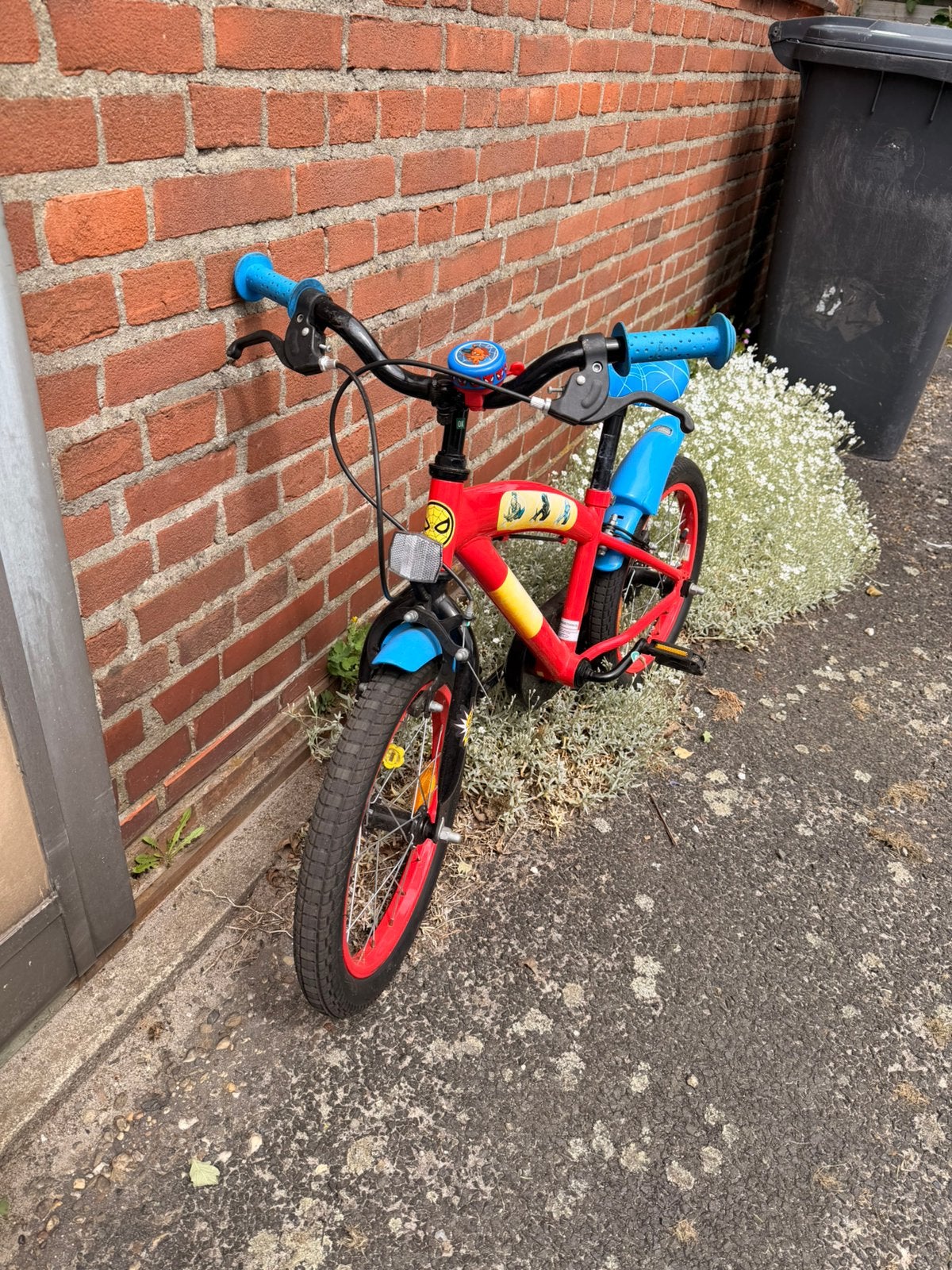 Spiderman kinderfiets 16inch, Fietsen en Brommers, Ophalen, Gebruikt, Velgrem, 16 tot 20 inch