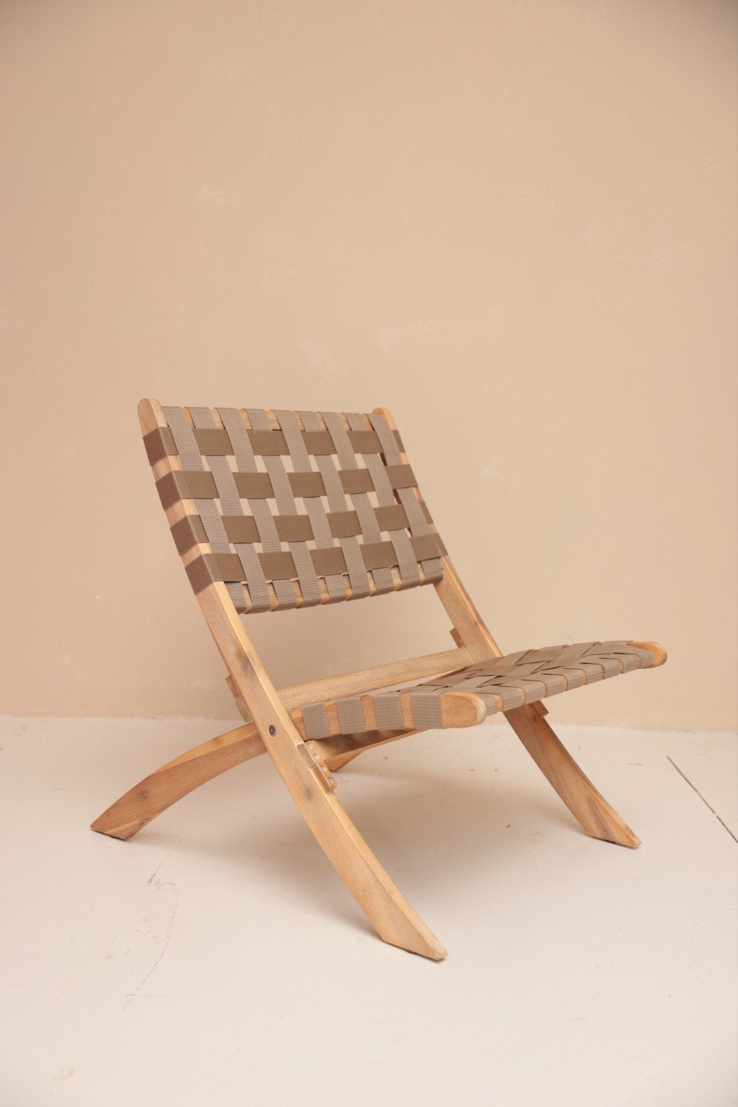 Kave Home Klapstoel beige., Huis en Inrichting, Fauteuils, Ophalen, Zo goed als nieuw, Minder dan 50 cm