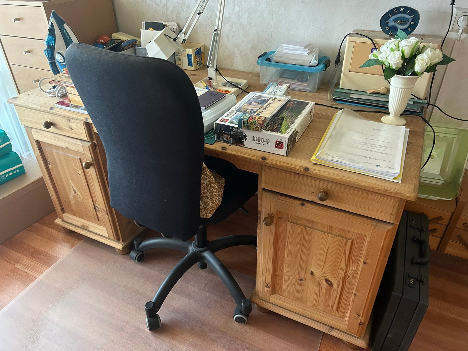Grenen bureau - Zo goed als nieuw, Huis en Inrichting, Bureaus, Ophalen, Overige typen, Bruin, Zo goed als nieuw
