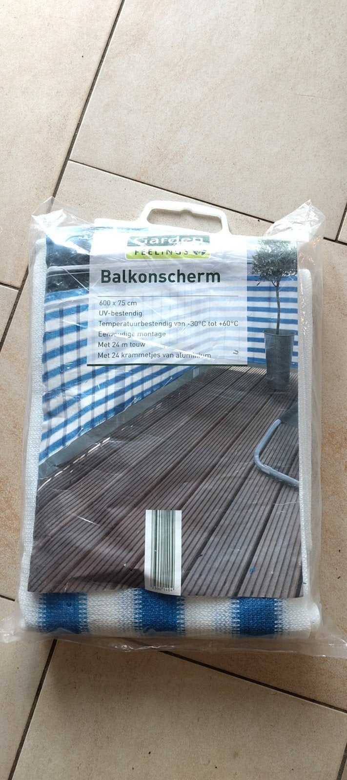 Nieuw Balkonscherm - 600 x 75 cm, UV-bestendig blauw wit, Kunststof, Nieuw, Ophalen of Verzenden, 200 cm of meer