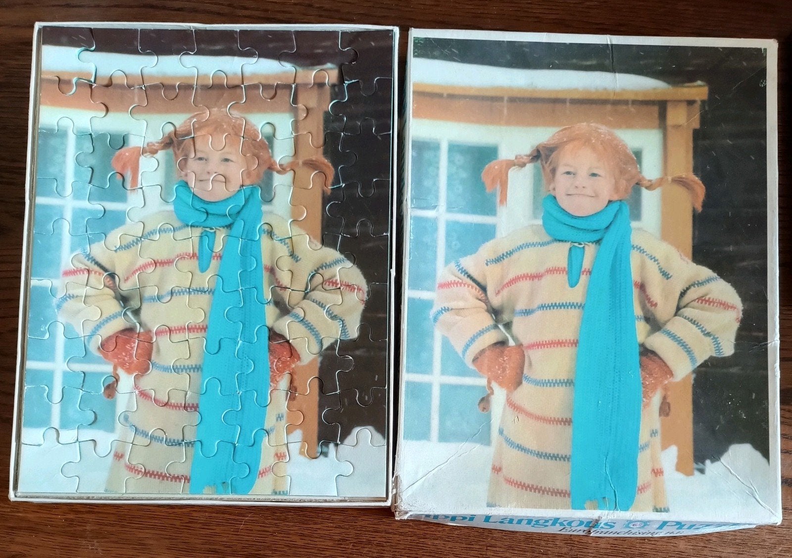 Vintage Pippi Langkous Puzzel 1972 - Compleet (63 stukjes), Ophalen of Verzenden, Meer dan 50 stukjes, Gebruikt, 6 jaar of ouder