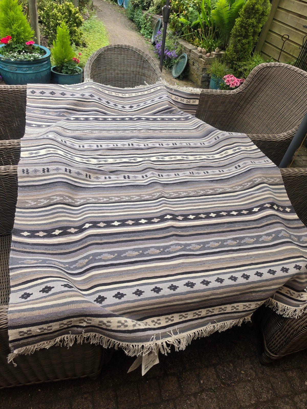Vintage retro IKEA KATTRUP wollen kelim vloerkleed 140 X 200, Huis en Inrichting, Stoffering | Tapijten en Kleden, Ophalen of Verzenden