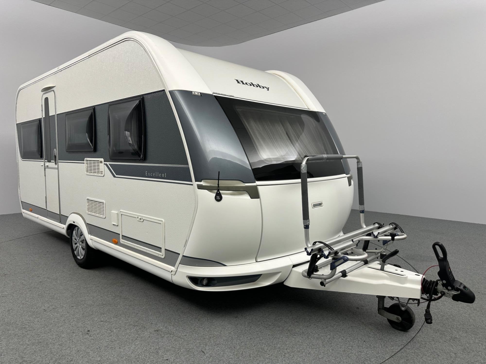 Hobby Excellent 455 UF Voortent Fietsendrager, Caravans en Kamperen, Caravans, Vast bed, Hordeur, Rondzit, Hobby