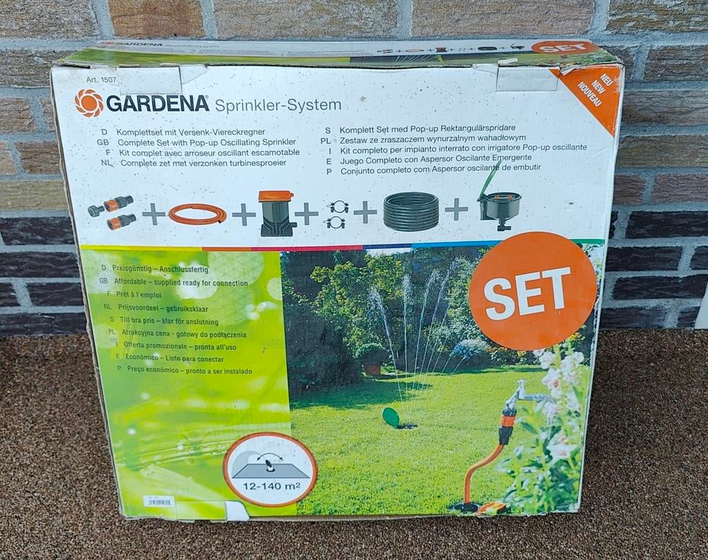 Gardena besproeiingssysteem 12-140m² - Nieuw in doos, Tuin en Terras, Tuinsproeiers, Ophalen