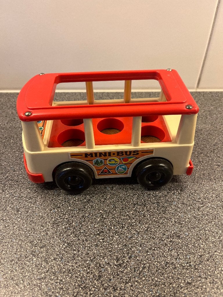 Fisher price schoolbus/minibus vintage, Kinderen en Baby's, Ophalen of Verzenden, Gebruikt, Auto of Voertuig