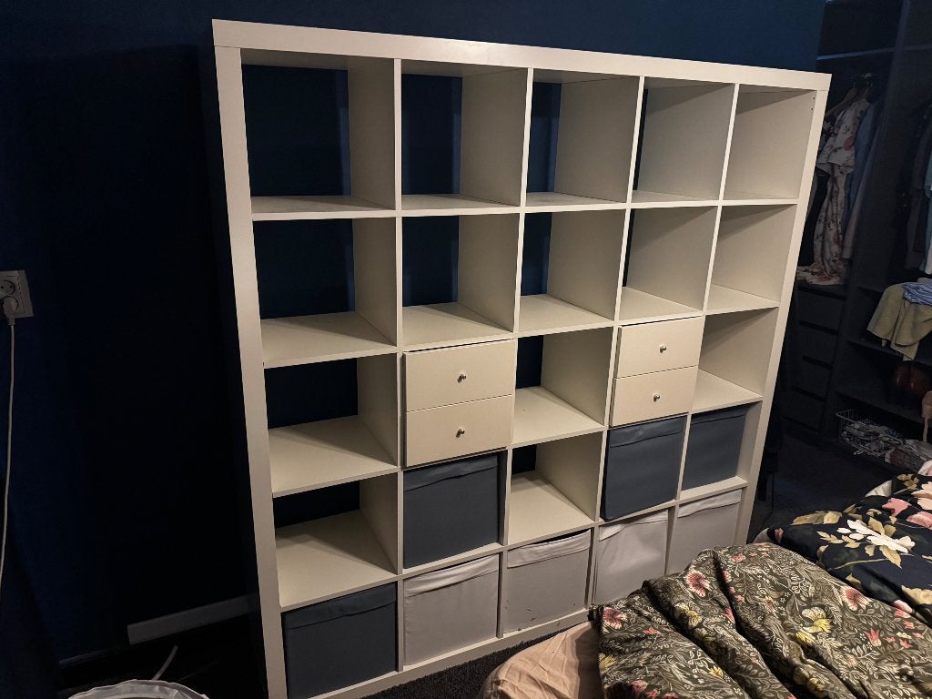 IKEA witte vakkenkast, Huis en Inrichting, Ophalen, 100 tot 150 cm, Zo goed als nieuw, Met lade(s)