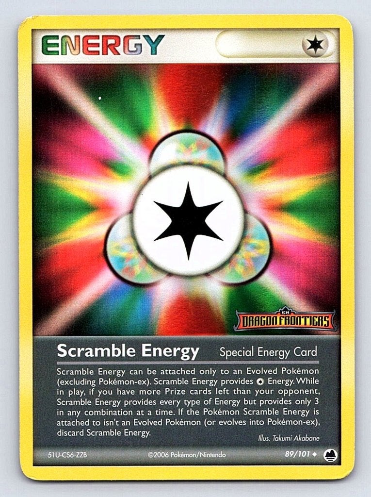 Scramble energy 89 Dragon fronties stamp holo, Ophalen of Verzenden, Gebruikt, Losse kaart, Foil