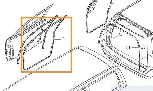 Volvo Rubber portier op deur v70 XC70 rechts voor V70 P26, X, Ophalen of Verzenden, Nieuw, Volvo, Deur