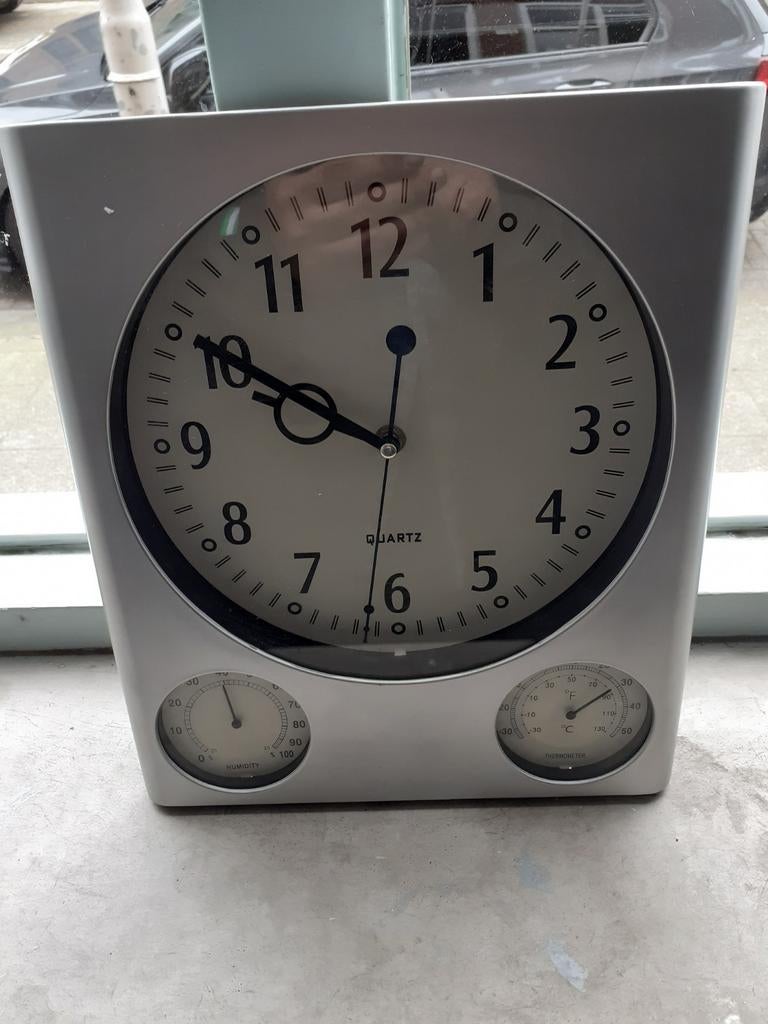Klok met thermometer en hygrometer, Ophalen, Gebruikt, Wandklok