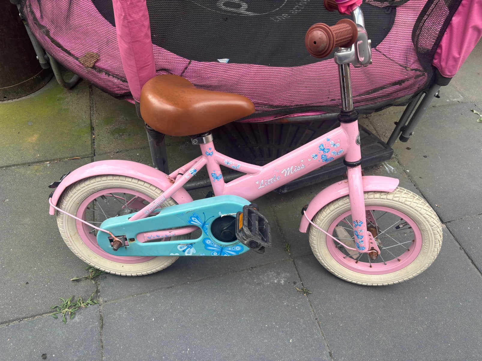 Roze kinder fietsje 12 inch, Ophalen, Zo goed als nieuw, Terugtraprem, Minder dan 16 inch