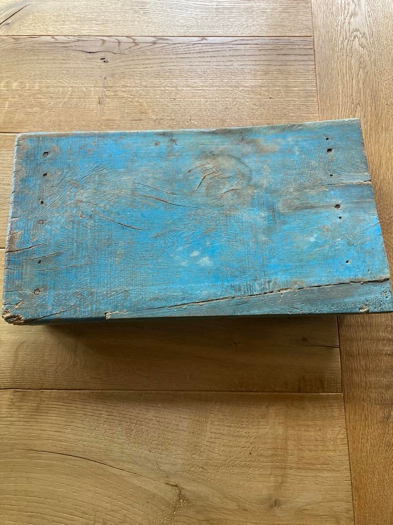 Vintage blauwe houten plank / dienblad, Doe-het-zelf en Verbouw, Transportwagens, Zo goed als nieuw, Ophalen of Verzenden
