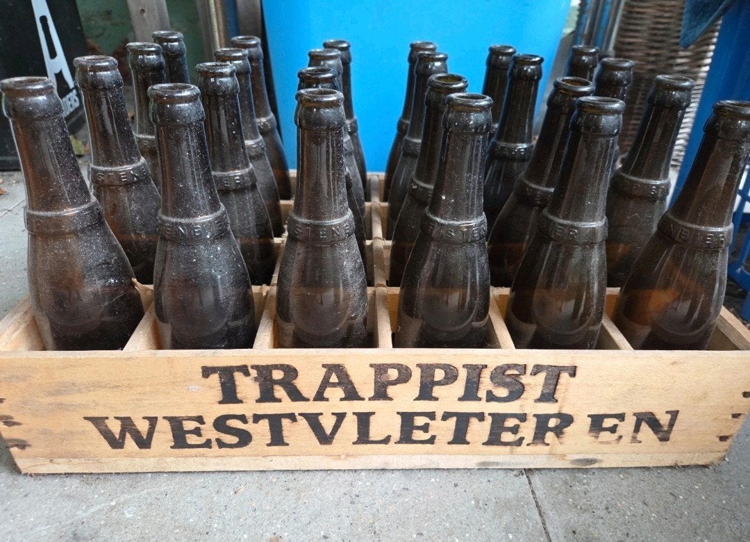 Houten krat Trappist Westvleteren met 24 flessen, origineel!, Verzamelen, Ophalen, Zo goed als nieuw, Flesje(s), Overige merken