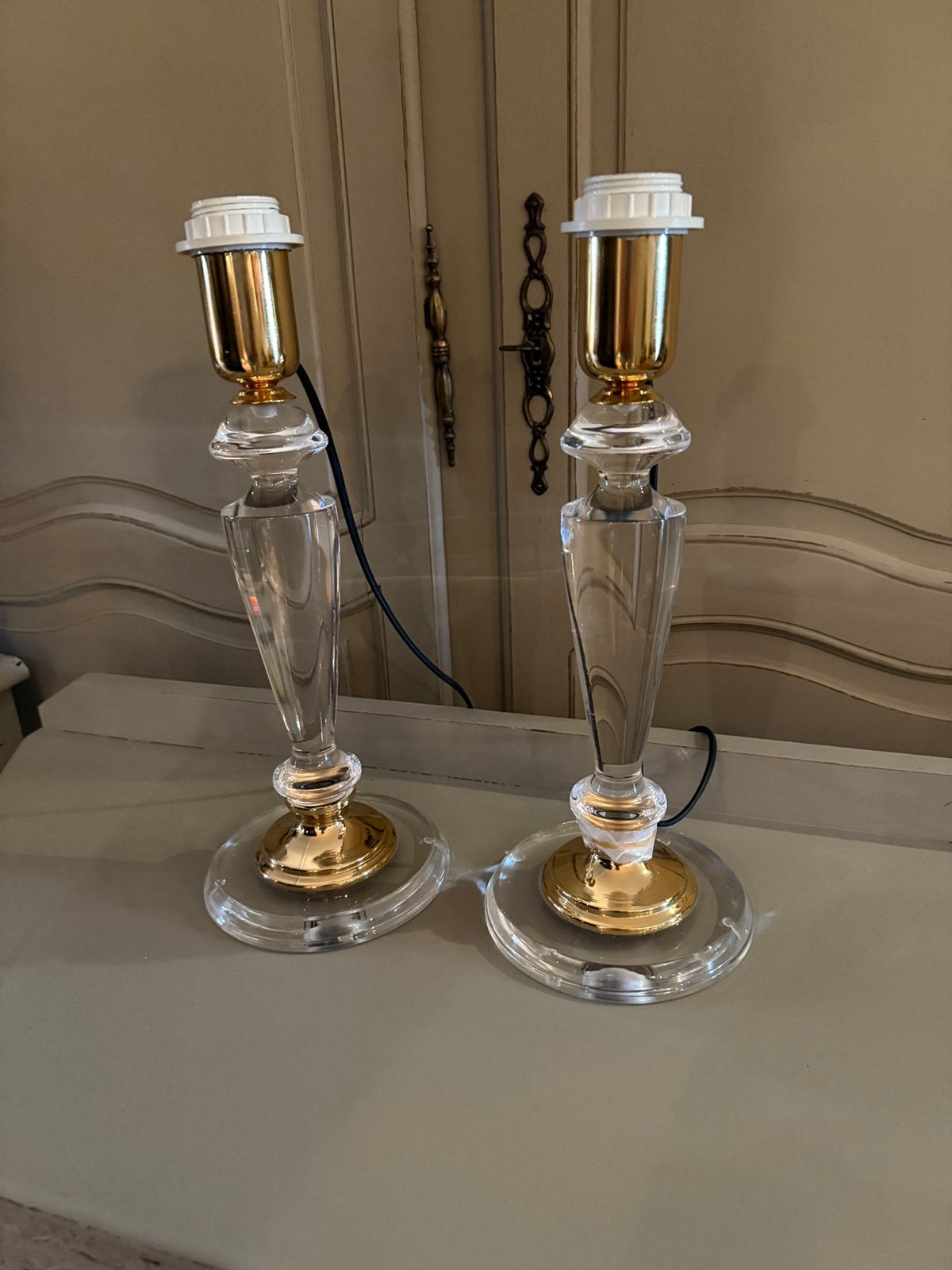 Set lampenvoeten Hollywood Regency, 2 lampjes jaren 70 VdlM, Ophalen
