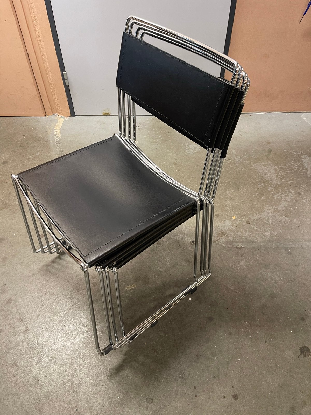 Giandomenico Belotti voor Alias stoelen jaren 80 Italië, Huis en Inrichting, Gebruikt, Zwart, Leer, Ophalen of Verzenden