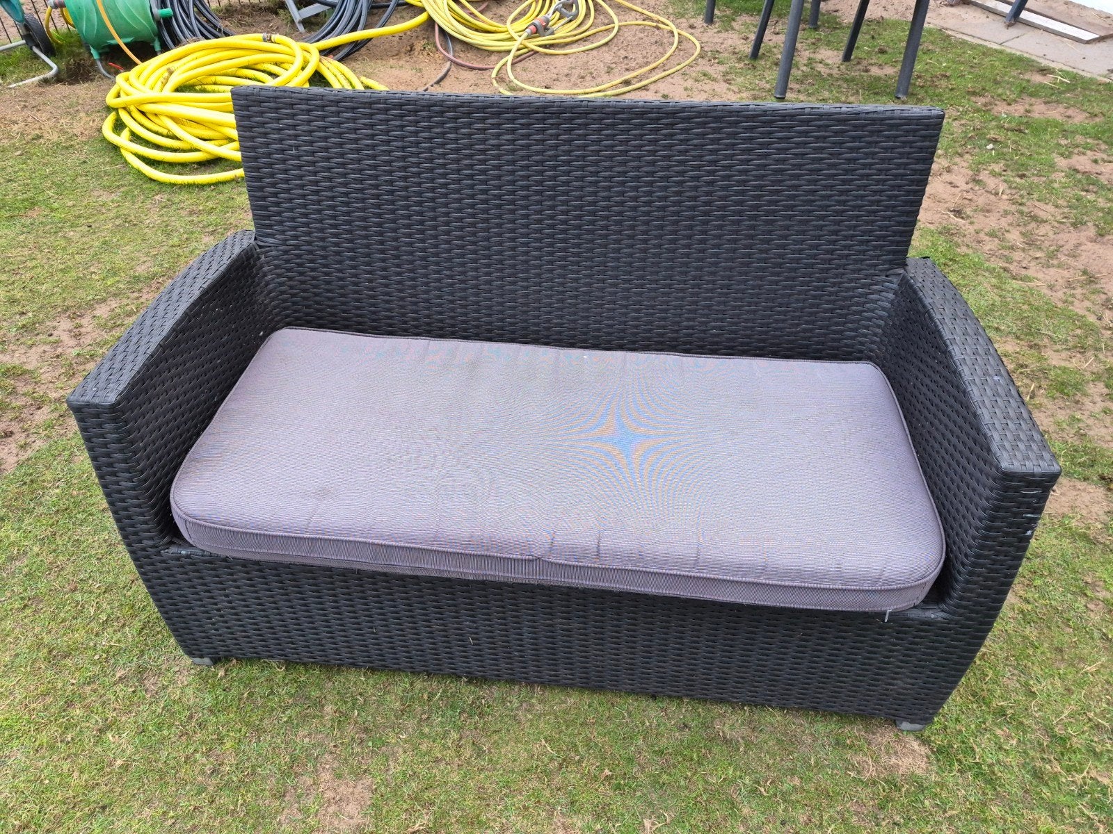 Wicker loungeset met 2 stoelen en 1 bank, Tuin en Terras, Ophalen, 4 zitplaatsen, Gebruikt, Loungeset