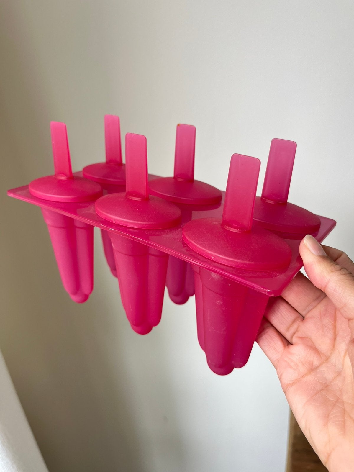 Roze ijsvormpjes voor 6 ijsjes, Overige typen, Kunststof, Ophalen of Verzenden, Zo goed als nieuw