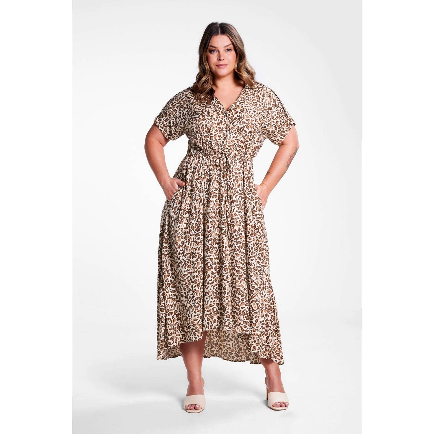 Miljuschka by Wehkamp panter jurk maat 40 - zgan, Kleding | Dames, Jurken, Maat 38/40 (M), Bruin, Ophalen of Verzenden, Zo goed als nieuw