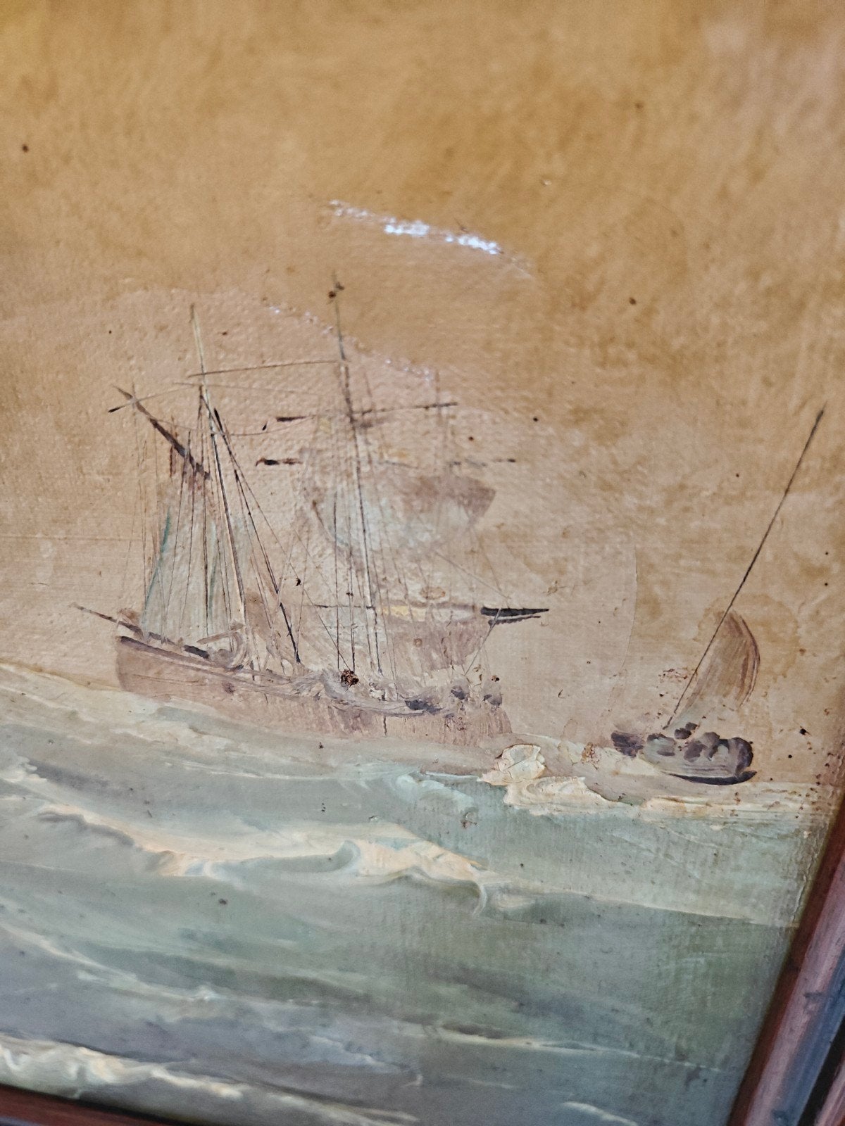 XXL Maritiem Olieverf op doek Gesigneerd Berendsen? 104x75cm, Doek, Ophalen of Verzenden, Maritiem / water, Acrylverf